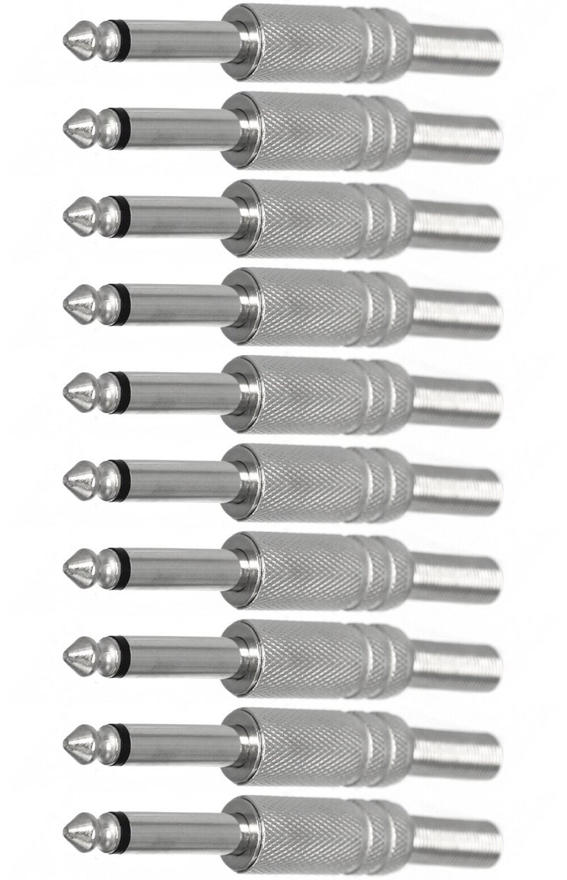 CESS 1/4 Inch TS Audio Phono Tone Male Plug Cable Connector - 1/4" 6.35mm TS Guitar Cable Plug (10 Pack) - Image 1